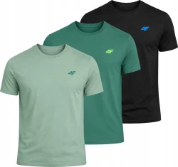 Męska koszulka zestaw 3 sztuk 4F T-shirt 3-pak TSHM3986 20S+43S+41S czarny/j.zielony/c.zielony