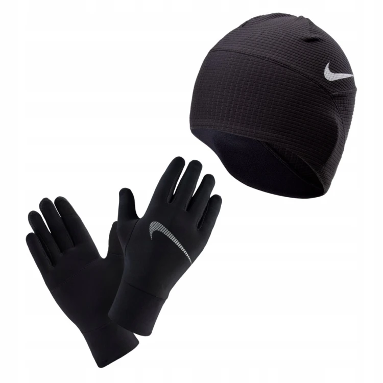 Zestaw do biegania Nike czapka + rękawiczki 0595.082 czarny