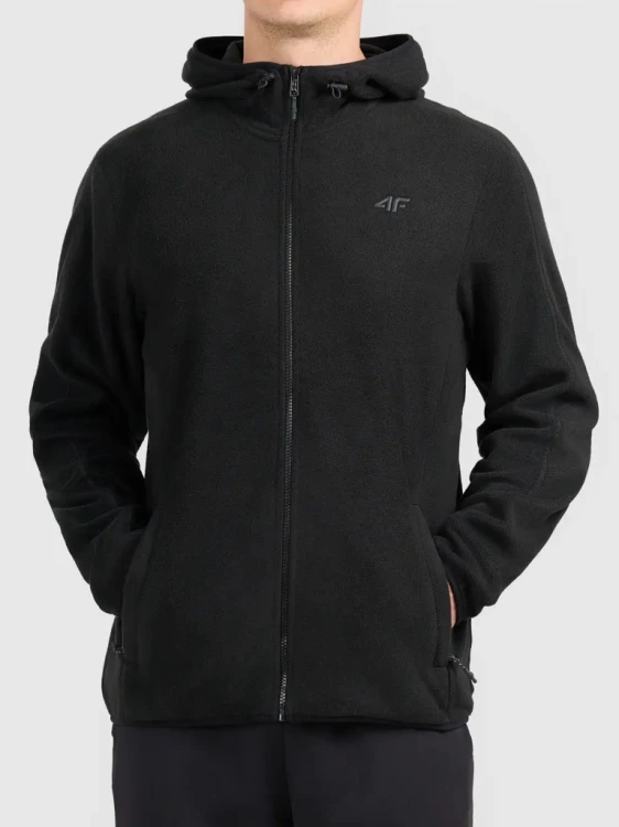 Męski polar z kapturem 4F bluza polarowa FLEM488 20S czarny