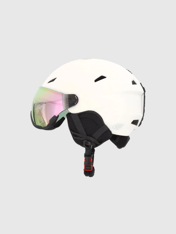 Kask narciarski 4F z szybą HELU131 11S  złamana biel