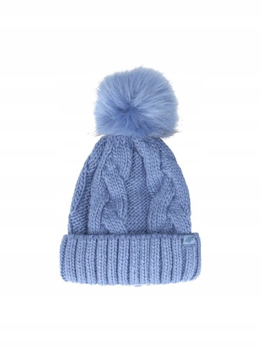 Czapka damska zimowa 4F z pomponem CAPF411 32S denim