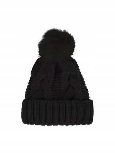 Czapka damska zimowa 4F z pomponem CAPF411 21S czarny