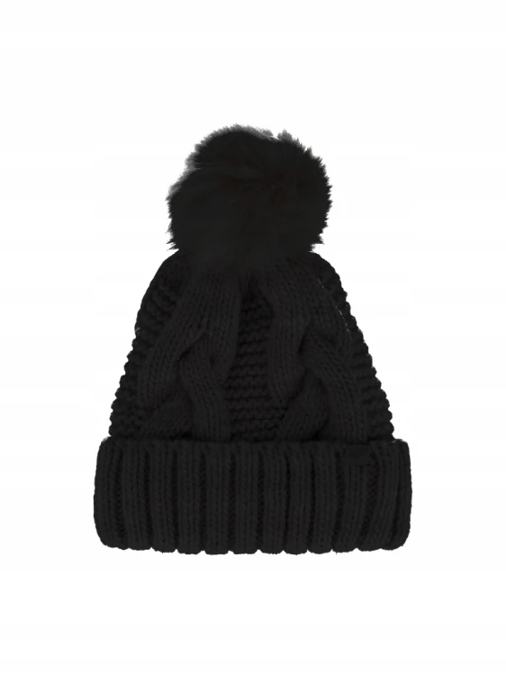 Czapka damska zimowa 4F z pomponem CAPF411 21S czarny