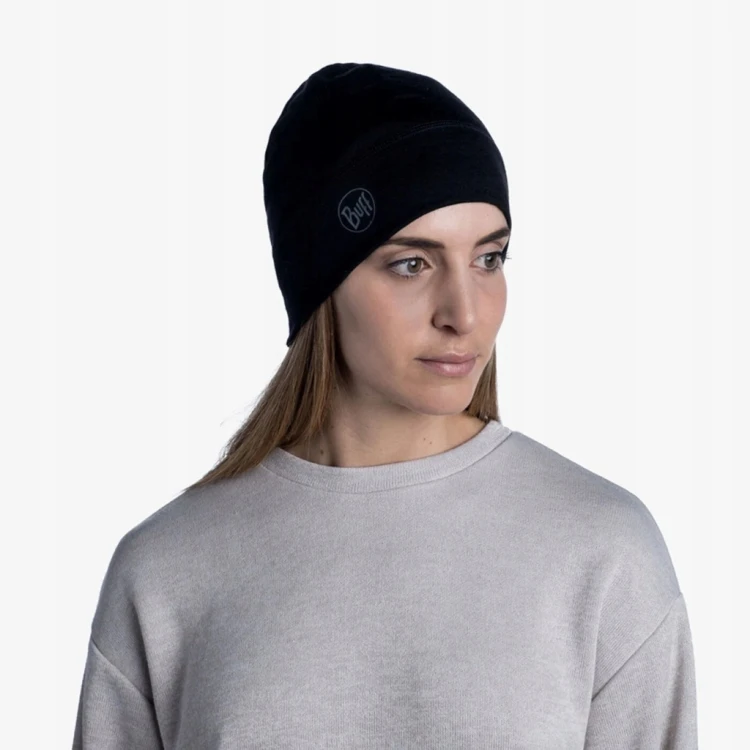Cienka czapka Buff Merino Lightweight beanie 113013.999 czarny