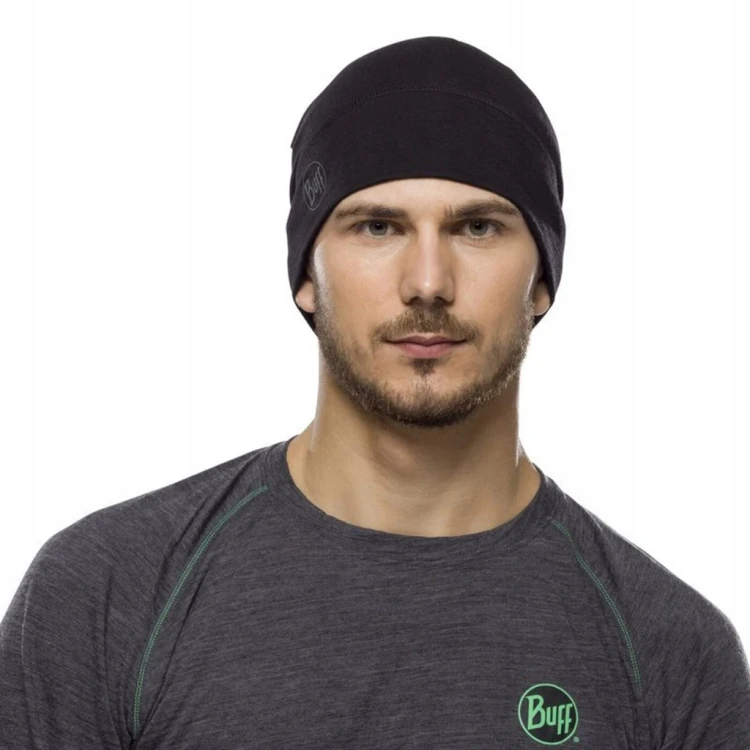 Cienka czapka Buff Merino Lightweight beanie 113013.999 czarny