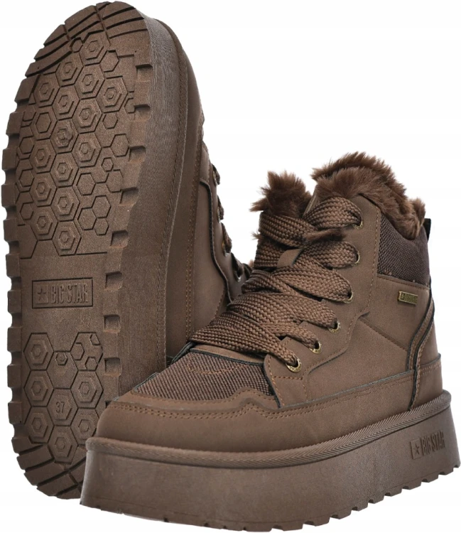 Damskie buty Big Star ocieplane UU274168 brązowy