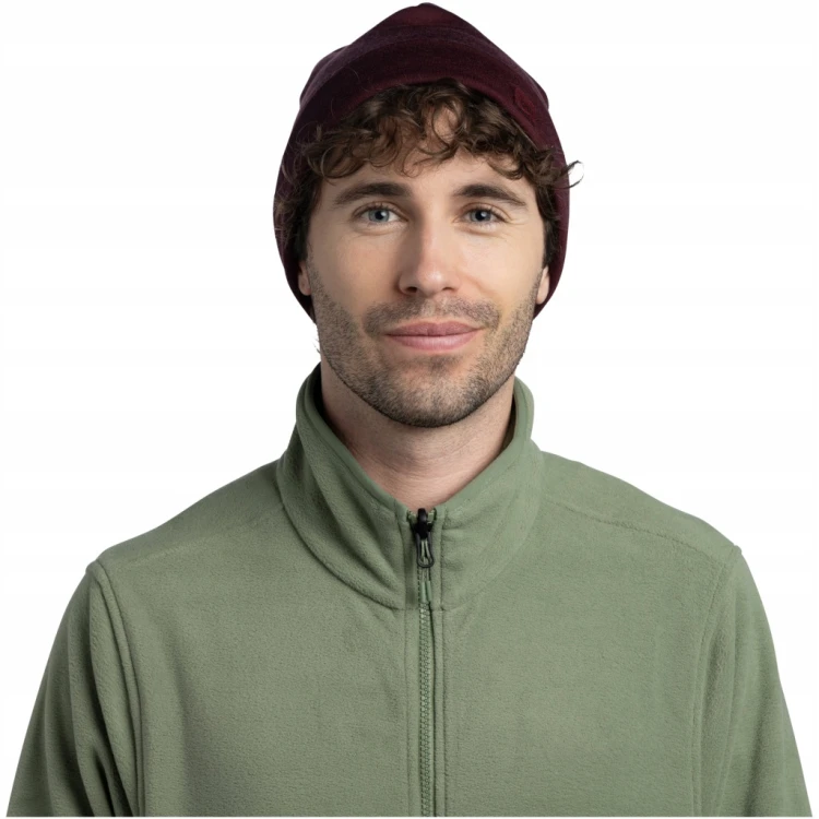 Ciepła czapka Buff MERINO HEAVYWEIGHT BEANIE 111170/653 bordowy